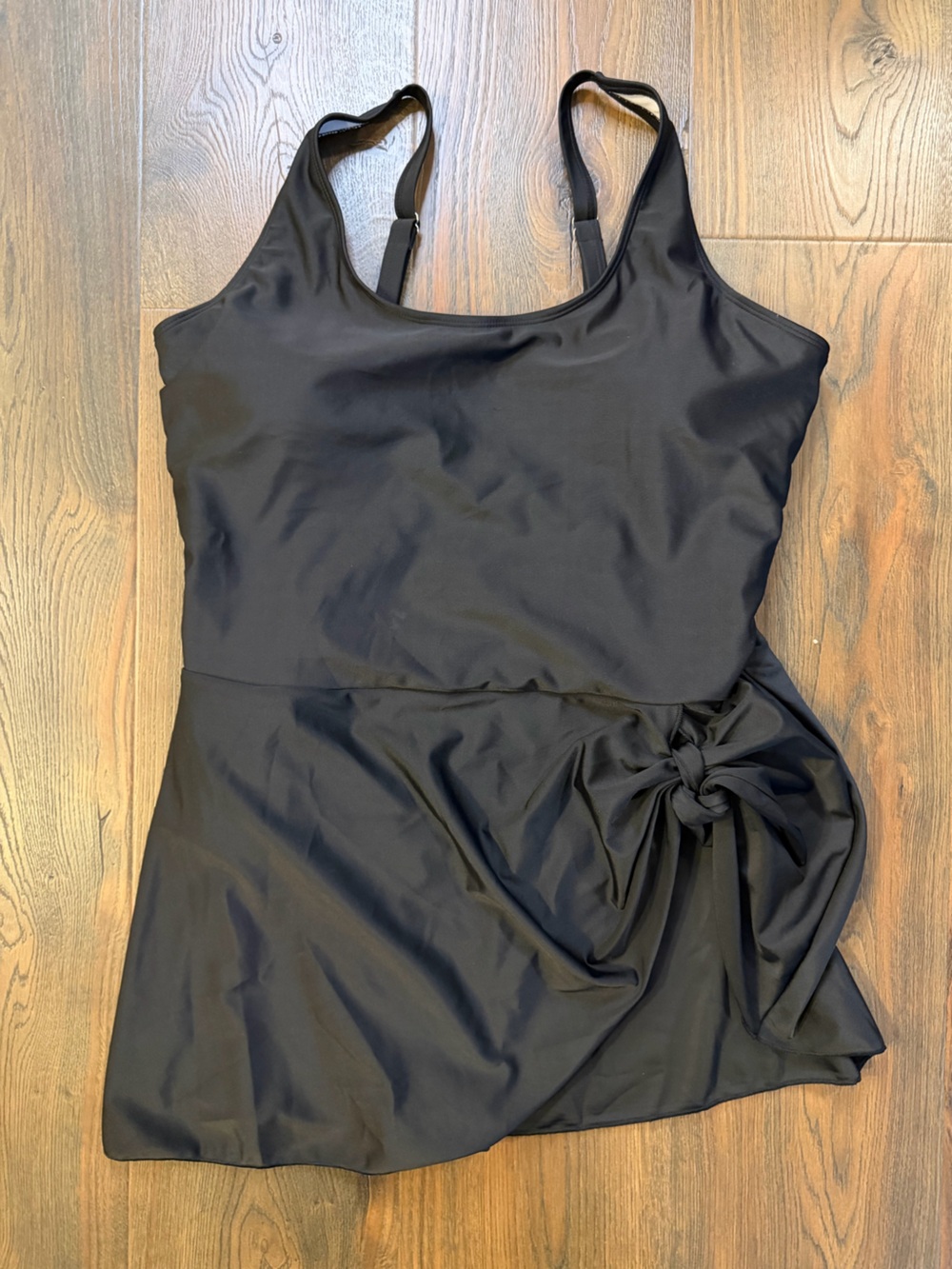 Women’s Black Swim One-Piece Swim Dress with Side Tie